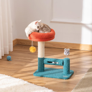 Rascador para Gatos con Cama Extraíble Cascabeles Poste Rascador Sisal Juguetes