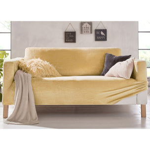 Copripoltrona Elasticizzato In Tinta Unita Effetto Velluto Modello Morbidissimo Colore Oro