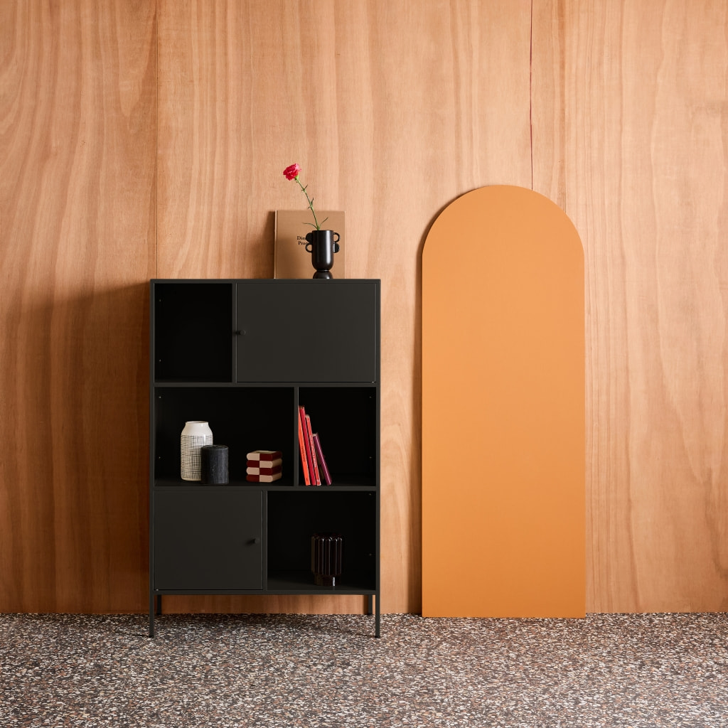 Buffet, meuble de rangement industriel métal 6 compartiments OKLAHOMA