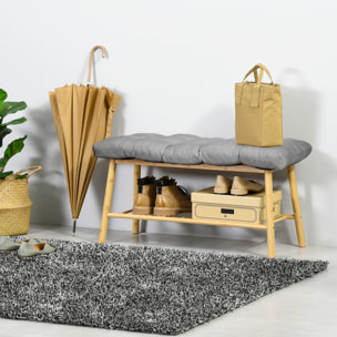 Cojín para Banco de 2 Plazas 110x48x8 cm Cojín Rectangular para Interiores y Exteriores Lavable con 8 Puntadas y Asiento Cómodo para Sillas Sofás Gris