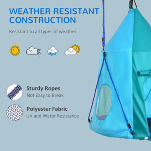 Balançoire nid d'oiseau ronde balançoire panier Ø 1,1 x 1,5H m - tente amovible incluse - accessoires inclus bleu