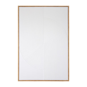 Cuadro Relax poliéster 3D texturizado pintado a mano blanco 92x62x4 cm