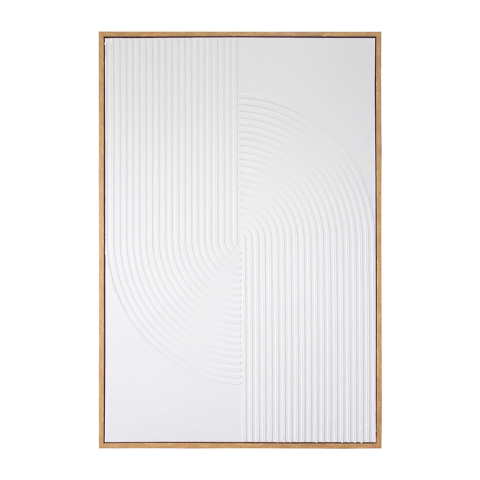 Cuadro Relax poliéster 3D texturizado pintado a mano blanco 92x62x4 cm
