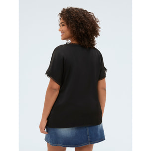 Fiorella Rubino - Top de raso con detalles deshilachados - Negro