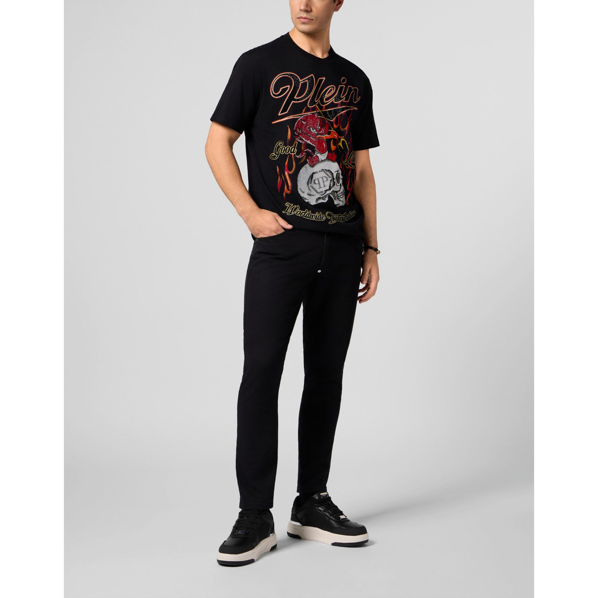 PHILIPP PLEIN Camiseta de cuello redondo y manga corta CRYSTAL