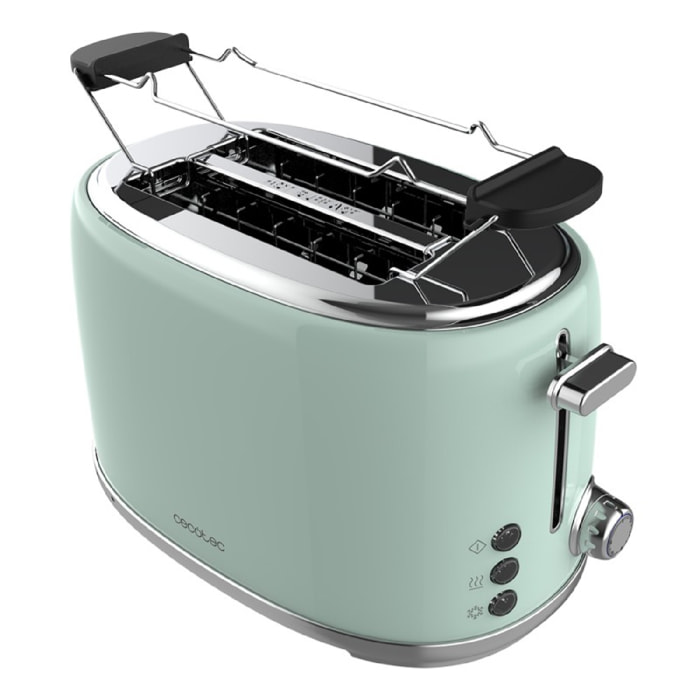 Cecotec Tostadora 2 Rebanadas Toast&Taste 1000 Retro Double Green. 980 W 2 Ranur