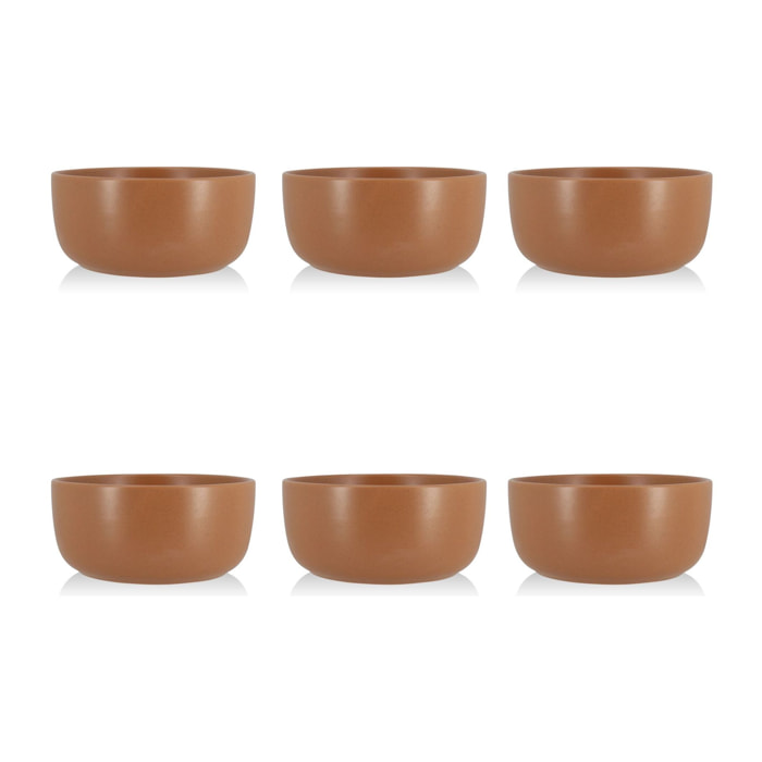 Lot de 6 assiettes creuses marron en grès 15cm ARITA