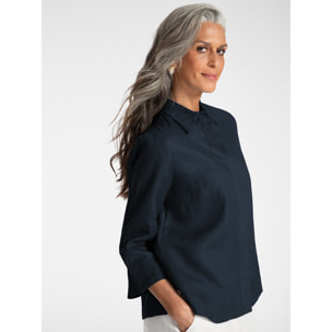 Elena Mirò - Camicia boxy in lino - Blu
