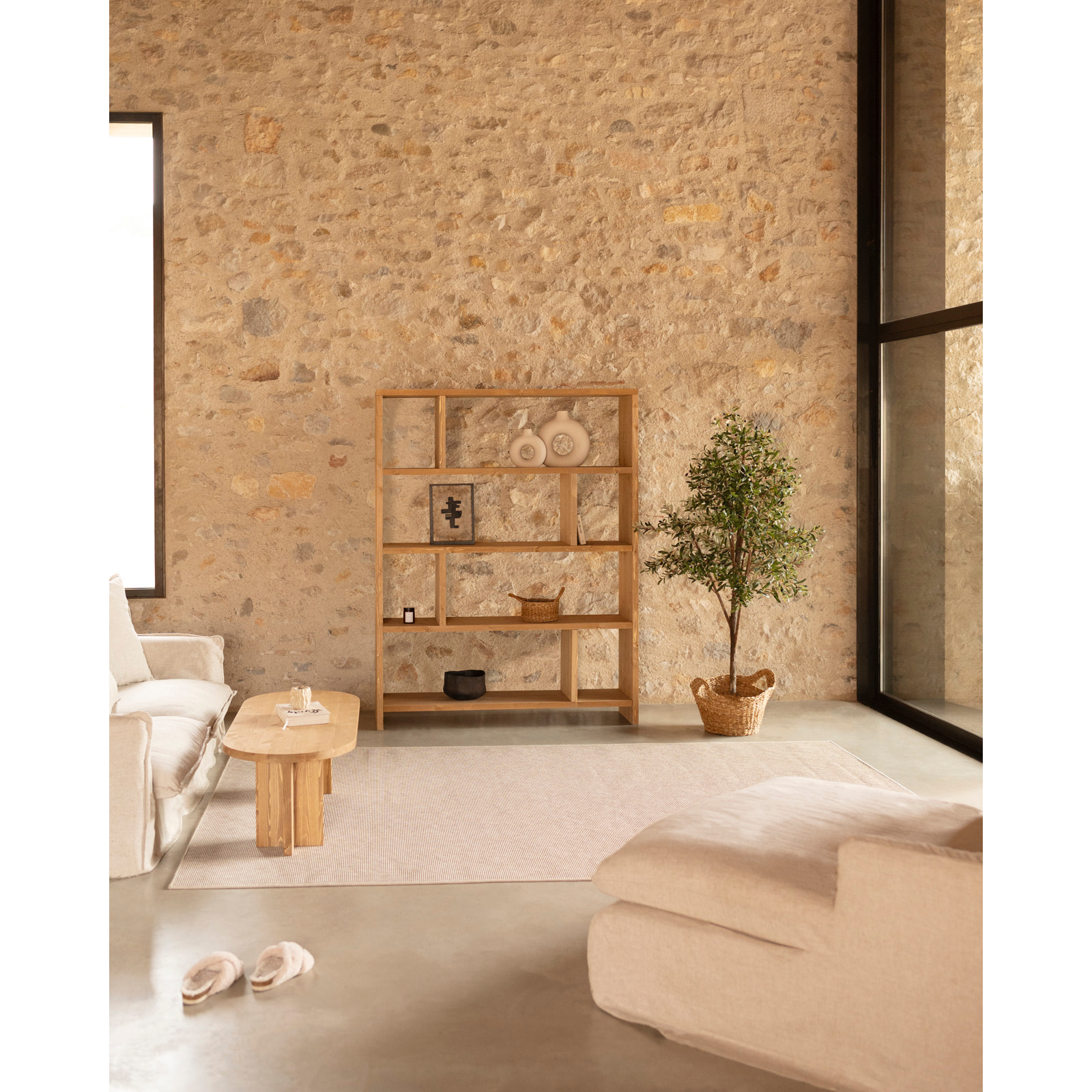 Étagère en bois massif ton chêne moyen de 180x140cm Hauteur: 180 Longueur: 140 Largeur: 35
