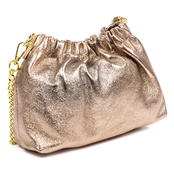 Ascea bolso bandolera piel auténtica laminado con correa metal