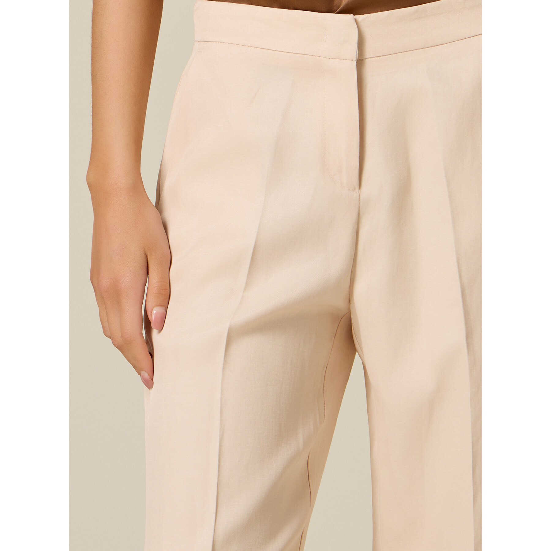 Oltre - Pantalones wide leg mezcla de lino - Beige