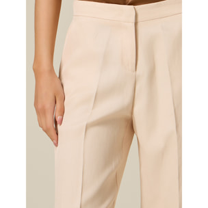 Oltre - Pantalones wide leg mezcla de lino - Beige