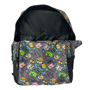 Minecraft Pixel 25 Mochila Primaria con doble compartimento adaptable a carro.