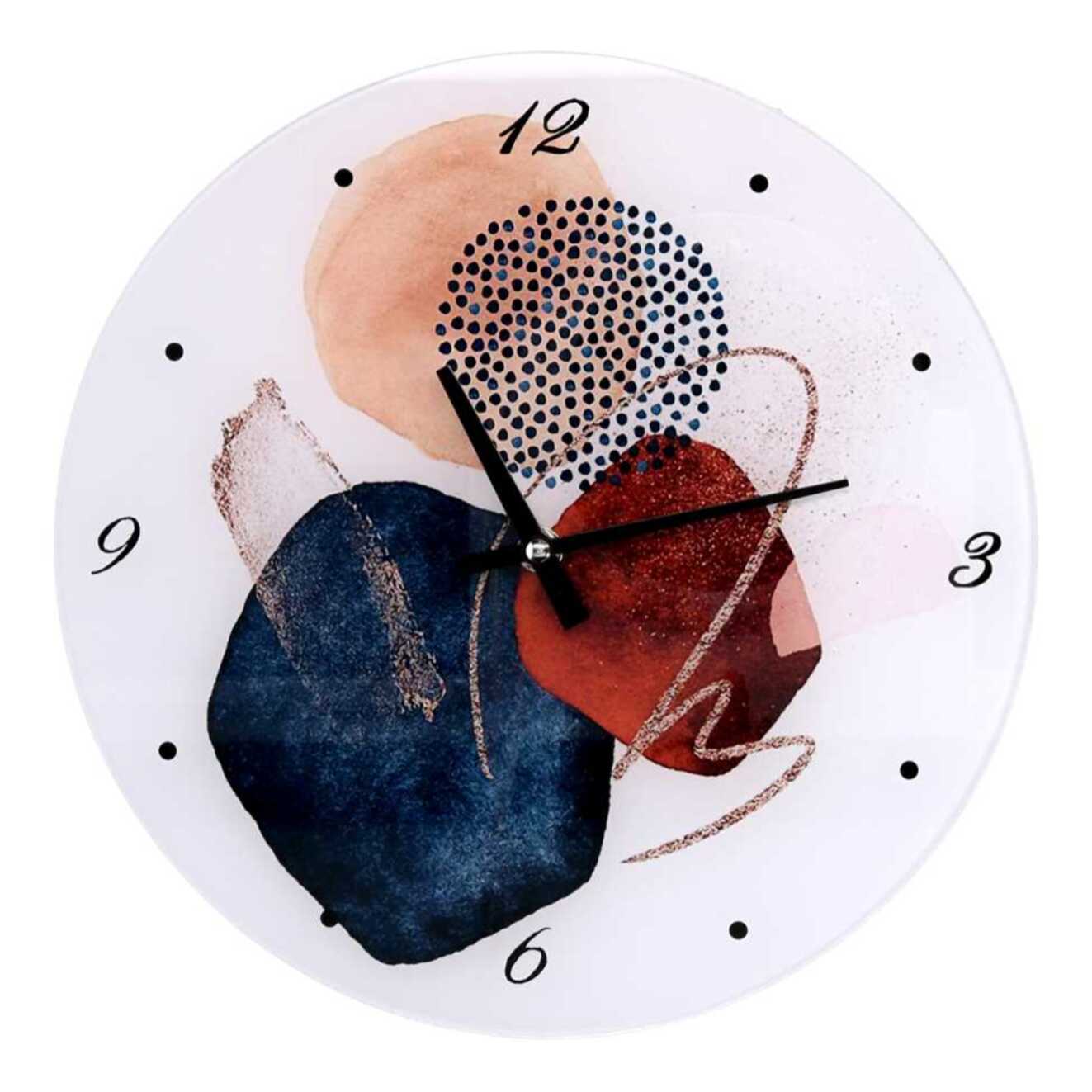 Orologio in vetro astratto bianco tondo cmø30x4