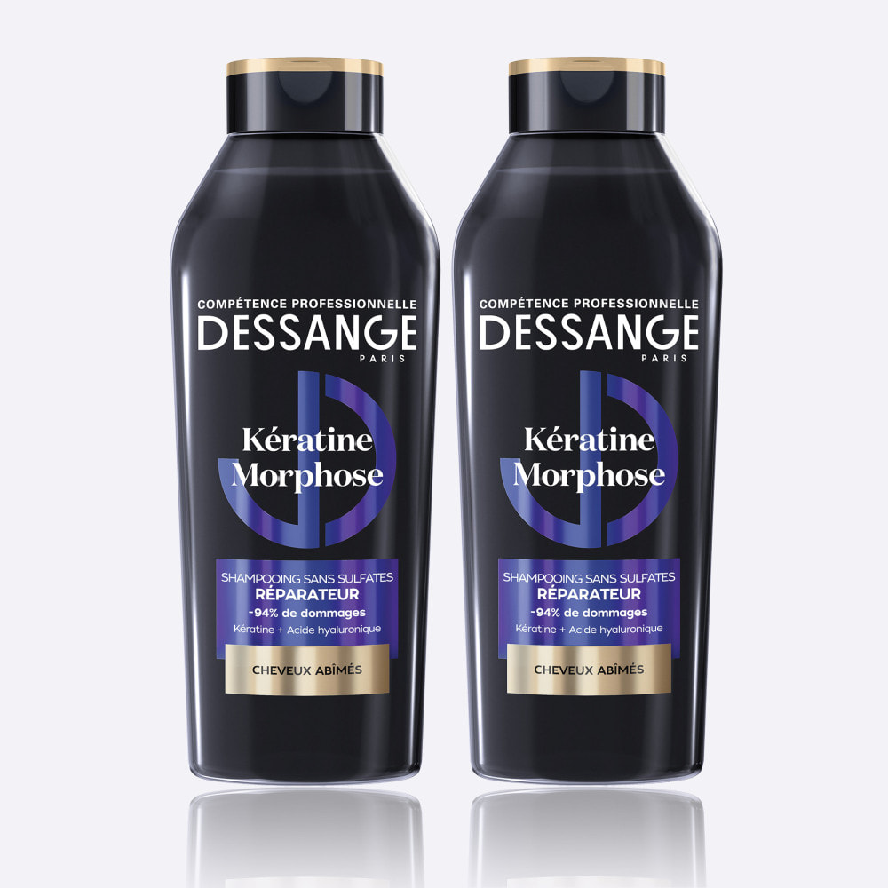 Dessange Shampooing Kératine Morphose Sans Sulfates Réparateur Cheveux Abîmés 280ml Lot de 2