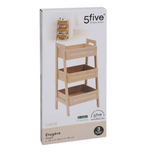 Etagère Cane 3 niveaux H80cm bois clair