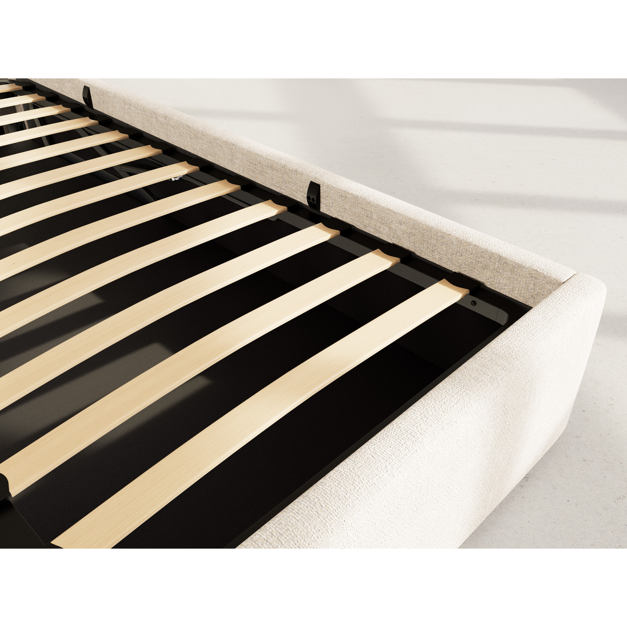 Beanie - lit coffre - 160x200 cm - en velours - sommier inclus - Beige