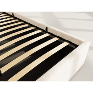 Beanie - lit coffre - 160x200 cm - en velours - sommier inclus - Beige
