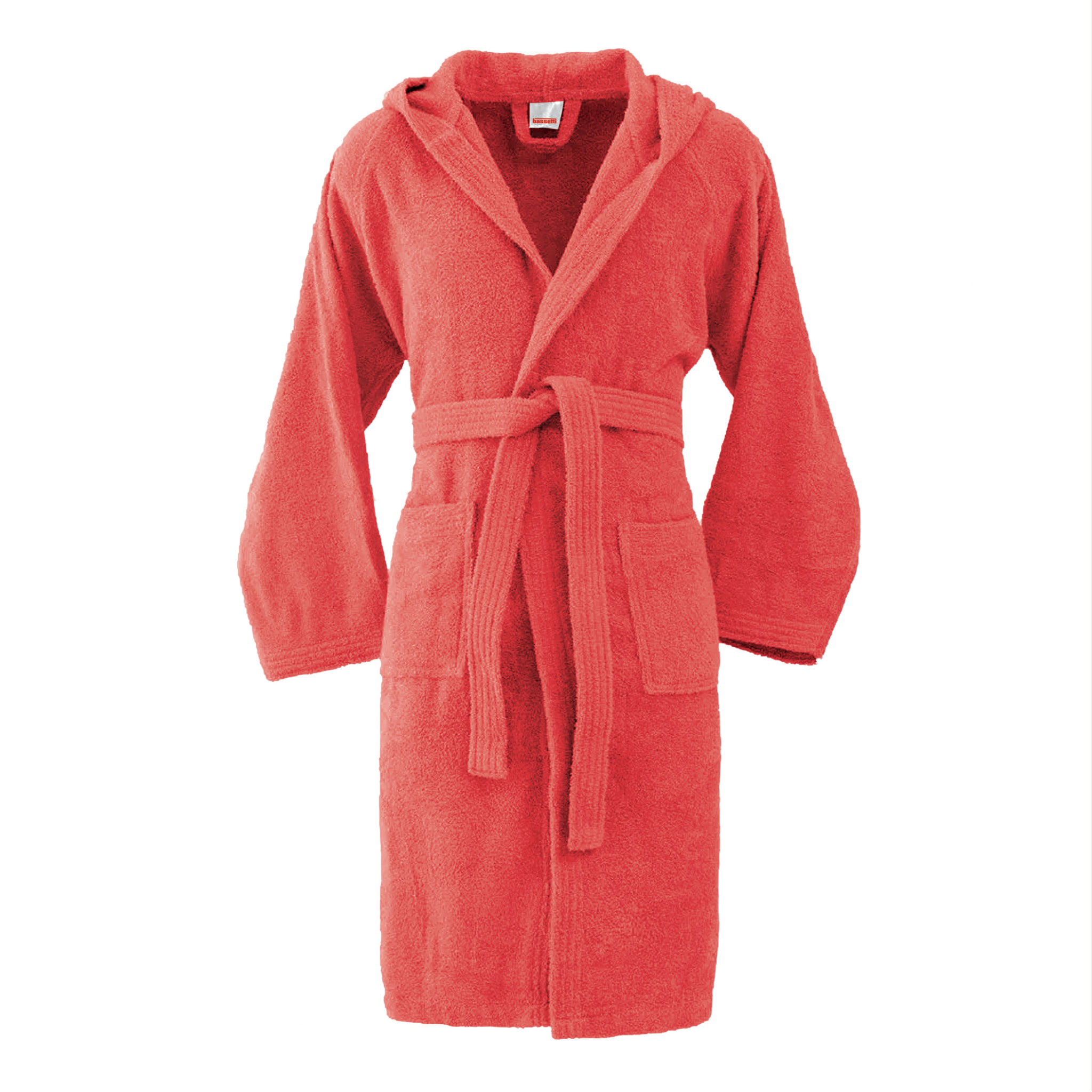 Bassetti Morbido Accappatoio 360 gr con Cappuccio 100% Cotone Uomo Donna Spugna Taglie Forti - ITALY Designed - Collezione VIVIAN - ROSSO RB
