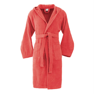 Bassetti Morbido Accappatoio 360 gr con Cappuccio 100% Cotone Uomo Donna Spugna Taglie Forti - ITALY Designed - Collezione VIVIAN - ROSSO RB