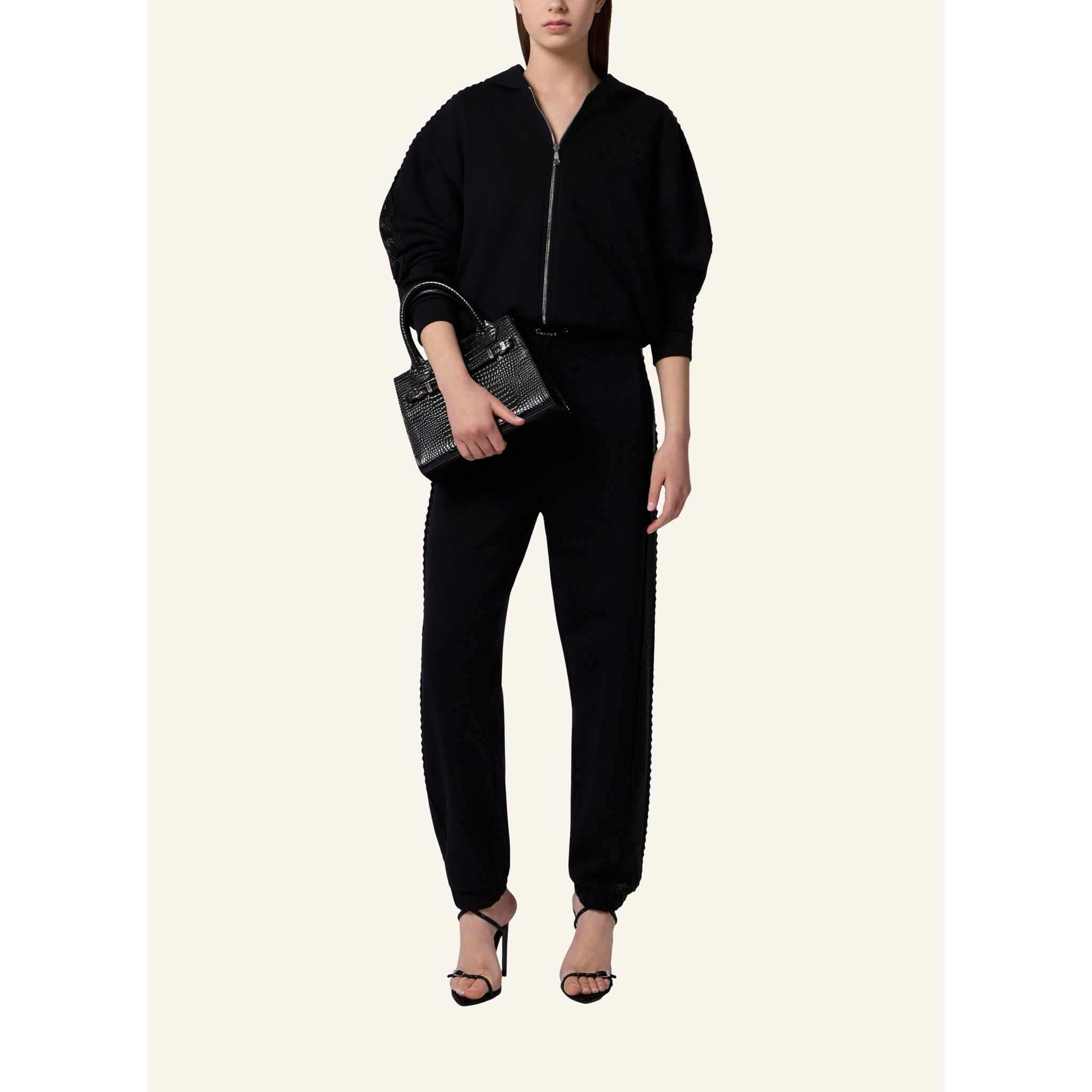 PHILIPP PLEIN Zip Hoodie Strass Band