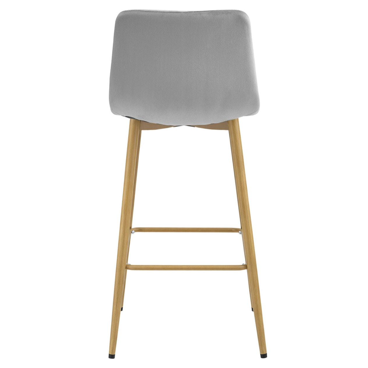Sgabello Arceto in velluto grigio chiaro e gambe rovere