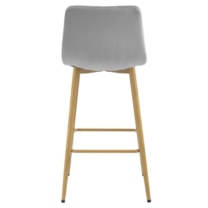 Sgabello Arceto in velluto grigio chiaro e gambe rovere