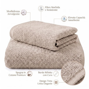 INTRECCI HOME Set Bagno Asciugamani Viso e Ospite, in Puro Cotone 500 g, Morbidezza Extra, Assorbenza Superiore