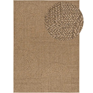 ACRA Alfombra de exterior geométrica efecto yute color natural, varias medidas disponibles.