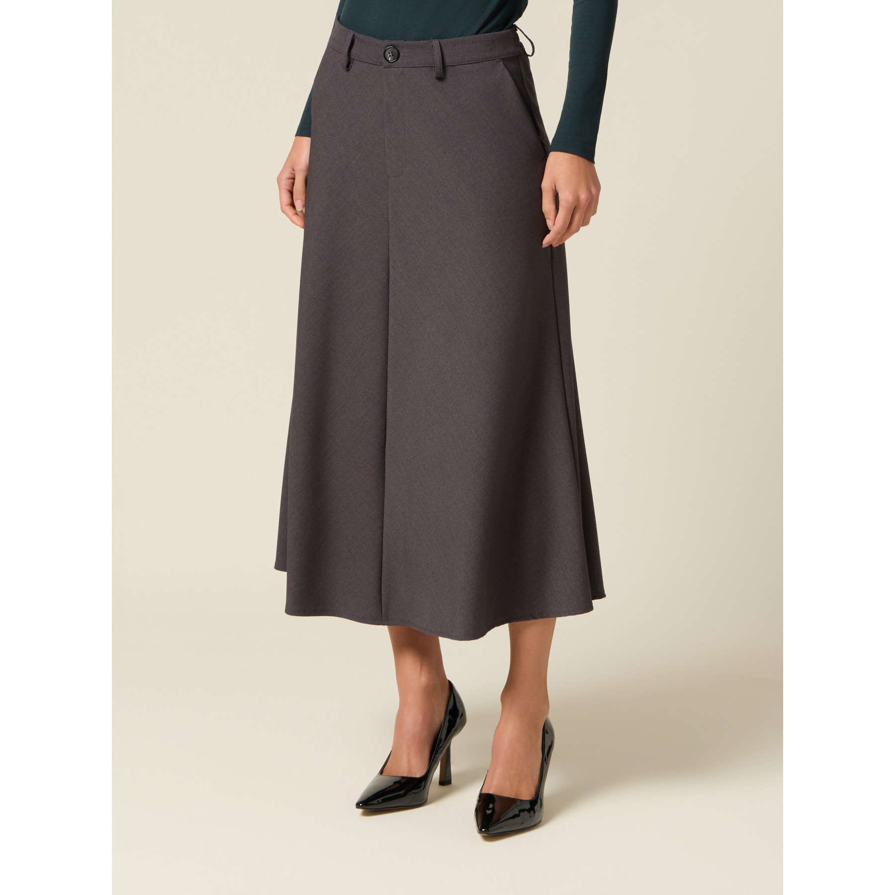 Oltre - Falda midi de franela - Gris