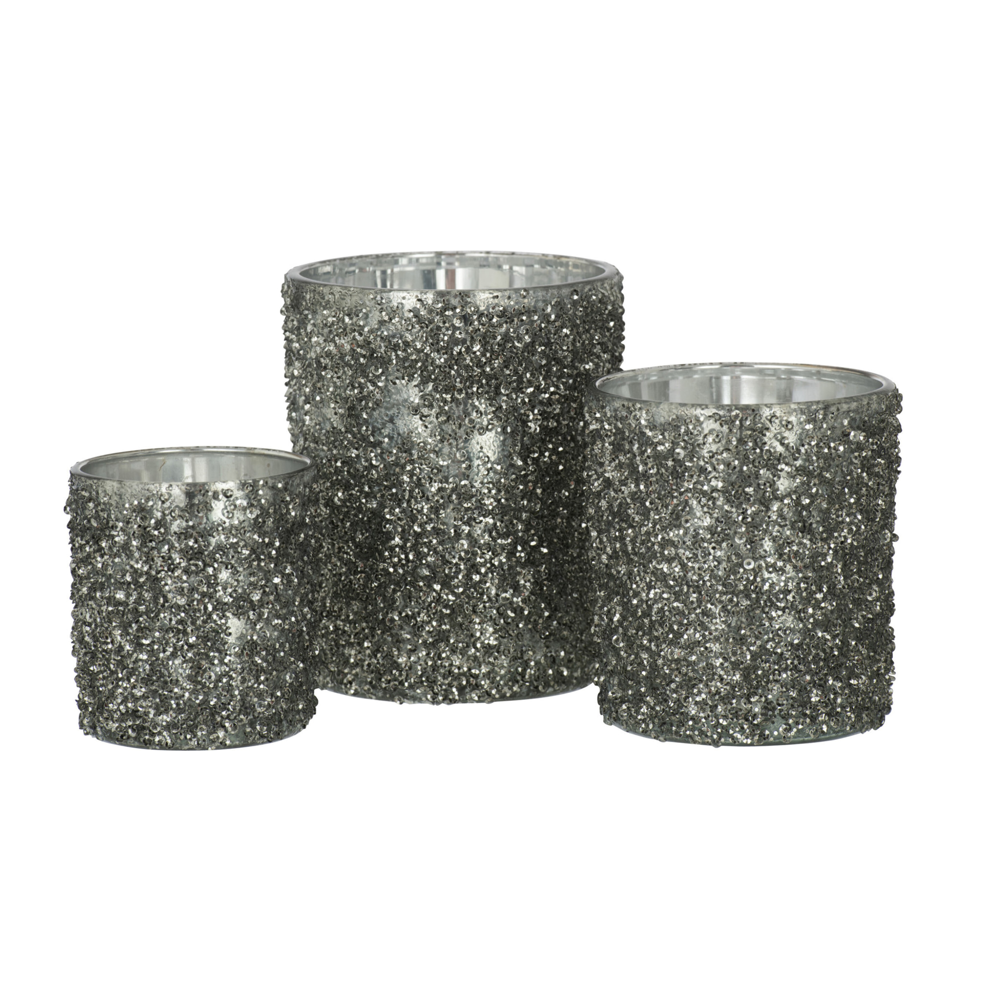 J-Line photophore Paillettes - verre - gris - large