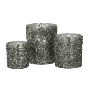 J-Line photophore Paillettes - verre - gris - large