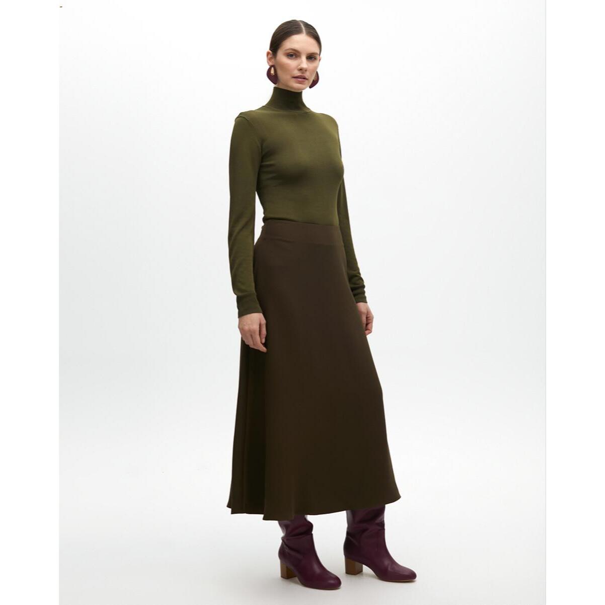 Gonna Evase Crepe Midi