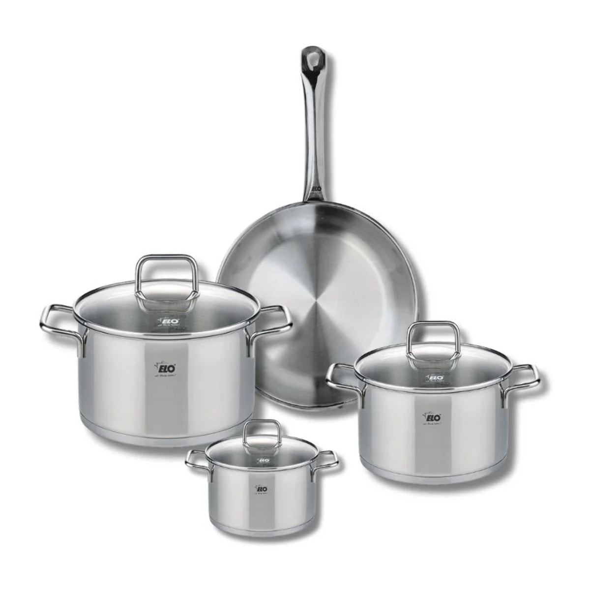 Ensemble de 1 Poêle de cuisson 24 cm et 3 faitouts 12, 16 et 20 cm Elo Profi Citrin