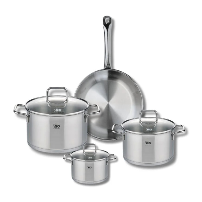 Ensemble de 1 Poêle de cuisson 24 cm et 3 faitouts 12, 16 et 20 cm Elo Profi Citrin