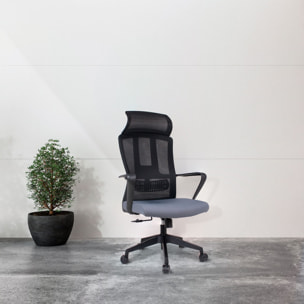 Silla de estudio Ethan tela gris y negro 128x63x66 cm