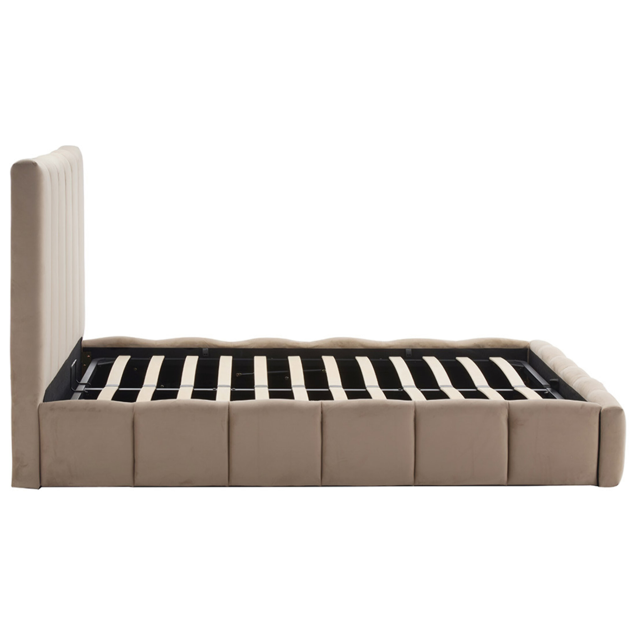 Mermaid - lit coffre - 160x200 cm - en velours - sommier inclus - Taupe