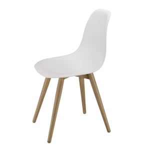 MALO - Lot de 2 chaises blanches pieds couleur naturelle