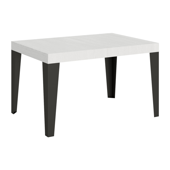 Table extensible 90x140/400 cm Flame Frêne Blanc cadre Anthracite