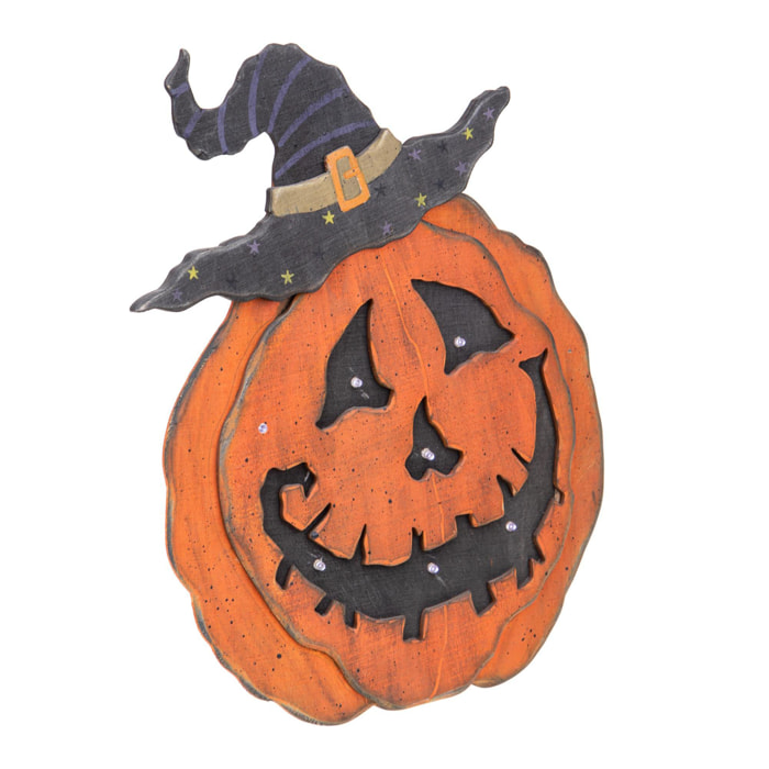 Zucca Con Led 31X38 Cm - Pezzi 1 - 31,2X38X3,3cm - Colore: Incolore - Bianchi Dino - Halloween, Streghe