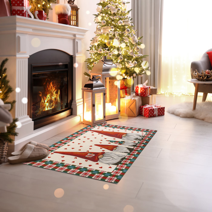 Tappeto Ingresso Arredo Natalizio Scottish Family Verde