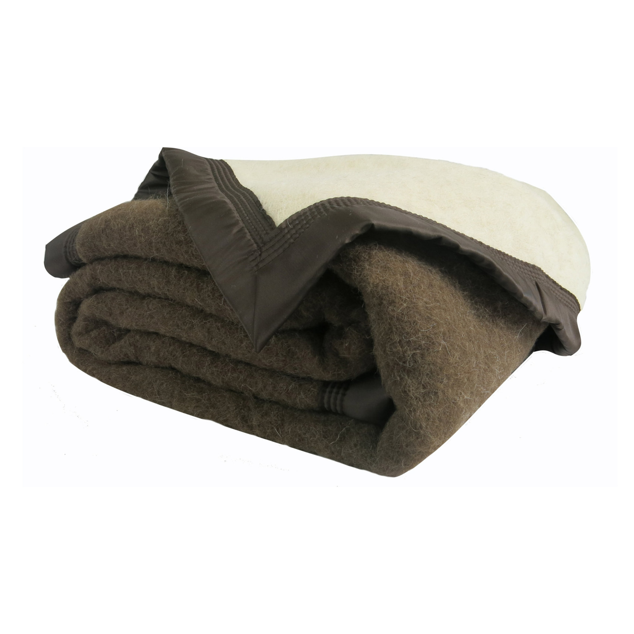 Couverture Pure Laine Vierge 600g/m2 bicolore - Marron chocolat