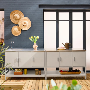 Cuisine extérieure 2 modules en acier inoxydable beige
