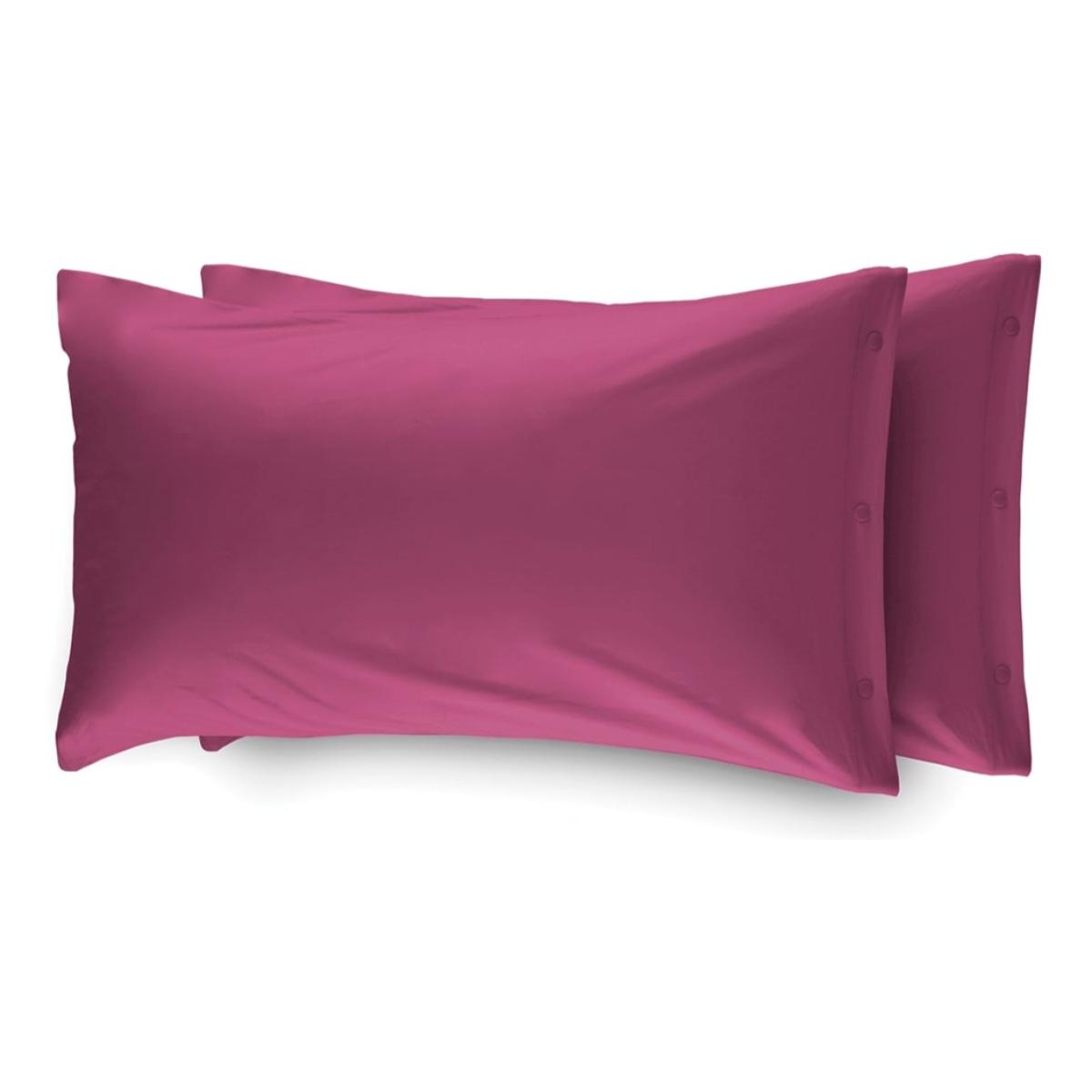 Coppia Federe Letto 100% Cotone Tinta Unita Fragola