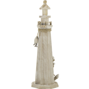 J-Line Phare décoratif Blanchi - corde/bois - naturel - large