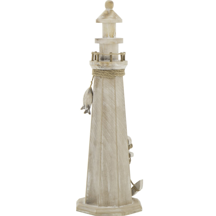 J-Line Phare décoratif Blanchi - corde/bois - naturel - large