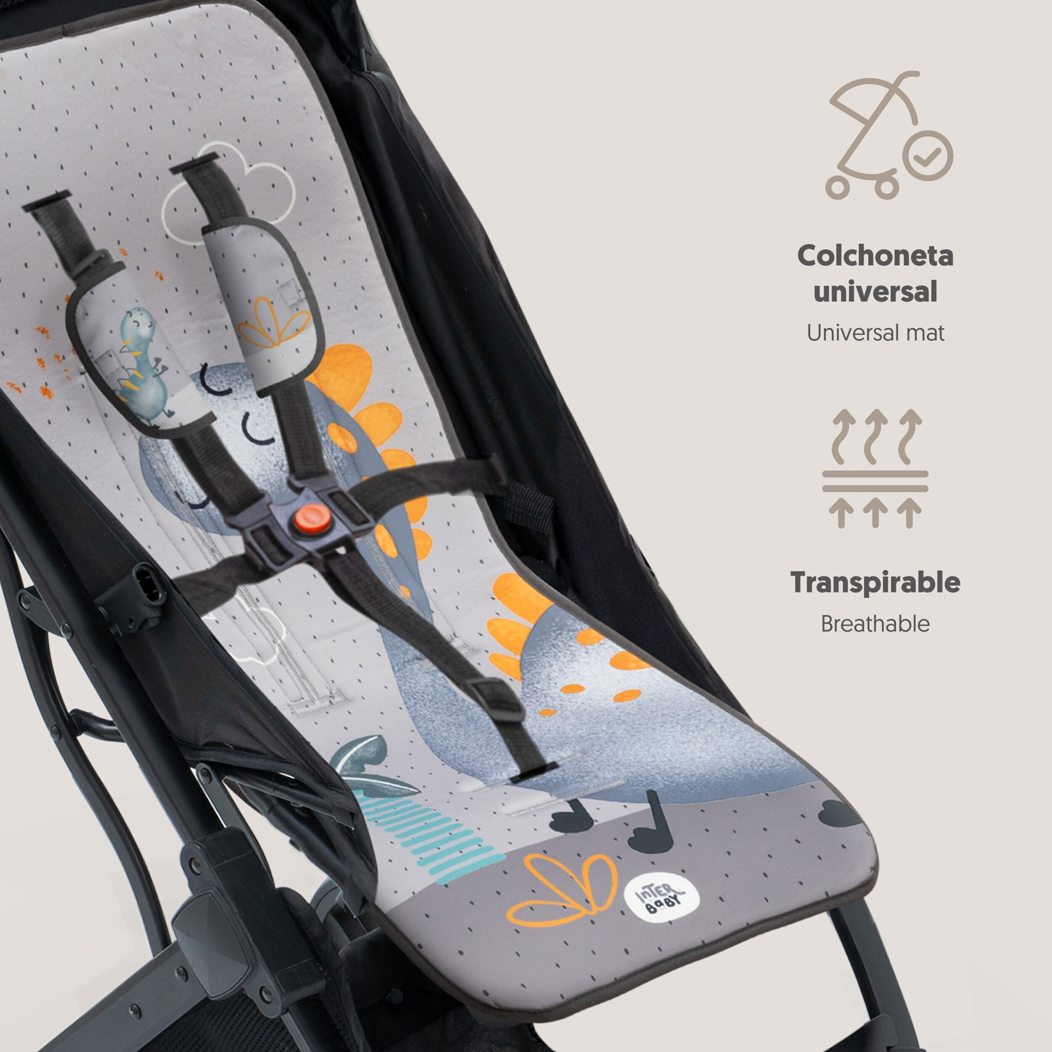 Colchoneta Modelo Dino Palmera Gris