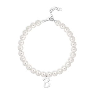 Bracciale Fujiko con Pendente Lettera B Perle Argento