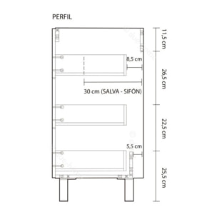Mueble de baño blanco Athena 3 cajones + espejo Blanco brillo