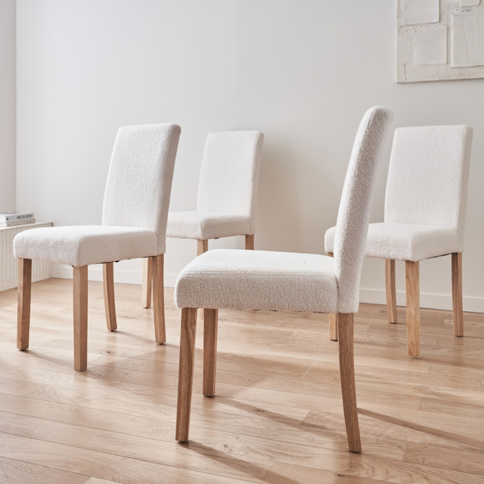 Chaise bois d'hévéa et bouclette (lot de 4) RITA